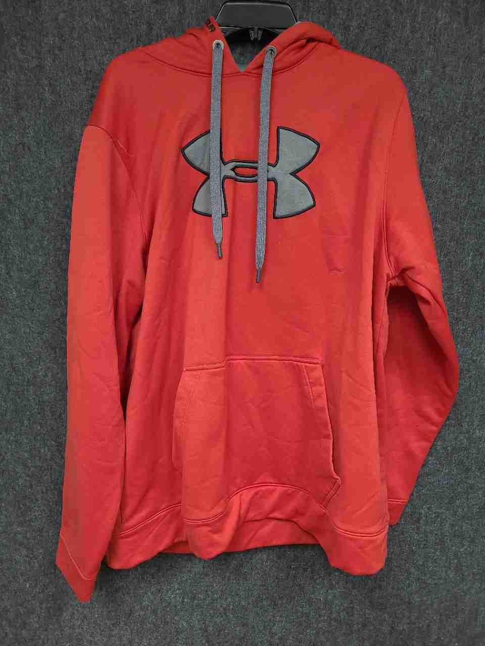 Under Armour Men's Red Big Logo Pullover Hoodie Sweatshirt Loose Fit Sz XXL