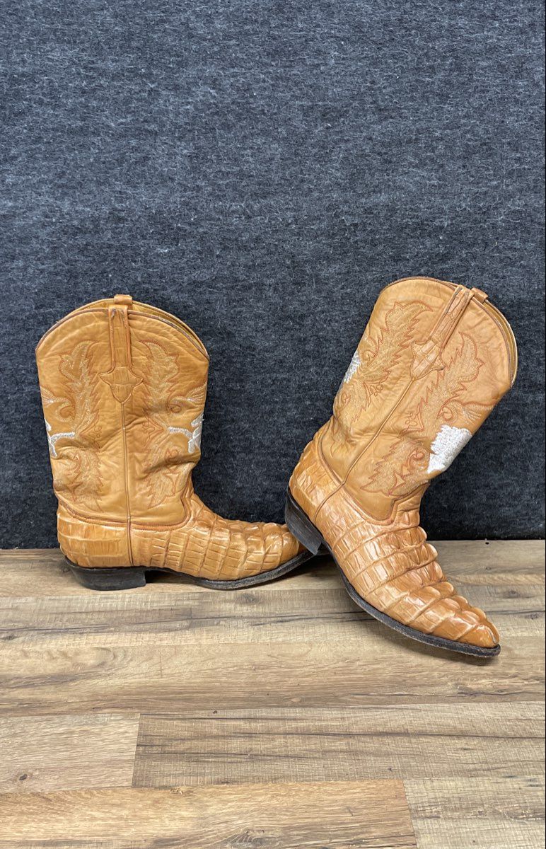 Botas Rayo de Plata Tan Faux Alligator Cowboy Western Boots Men's Size 11