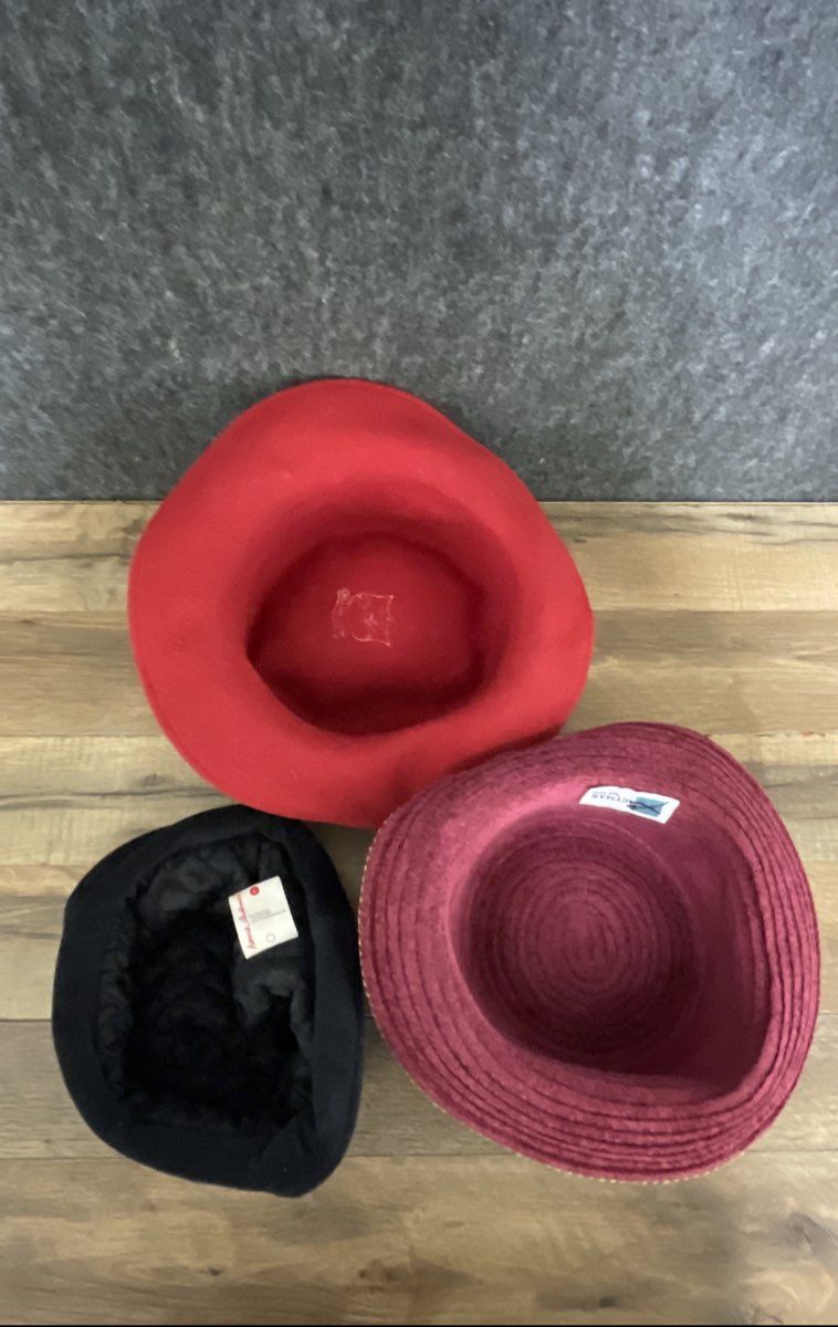Vintage Hat Lot 3 Pc Hanna Andersson Red Felt Braided Size Large Hat Box