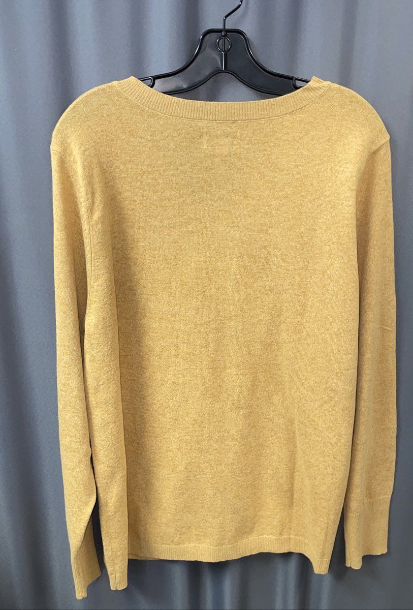 Croft & Barrow Men's Yellow V-Neck Sweater Recycled Polyester Blend Knit Sz XL