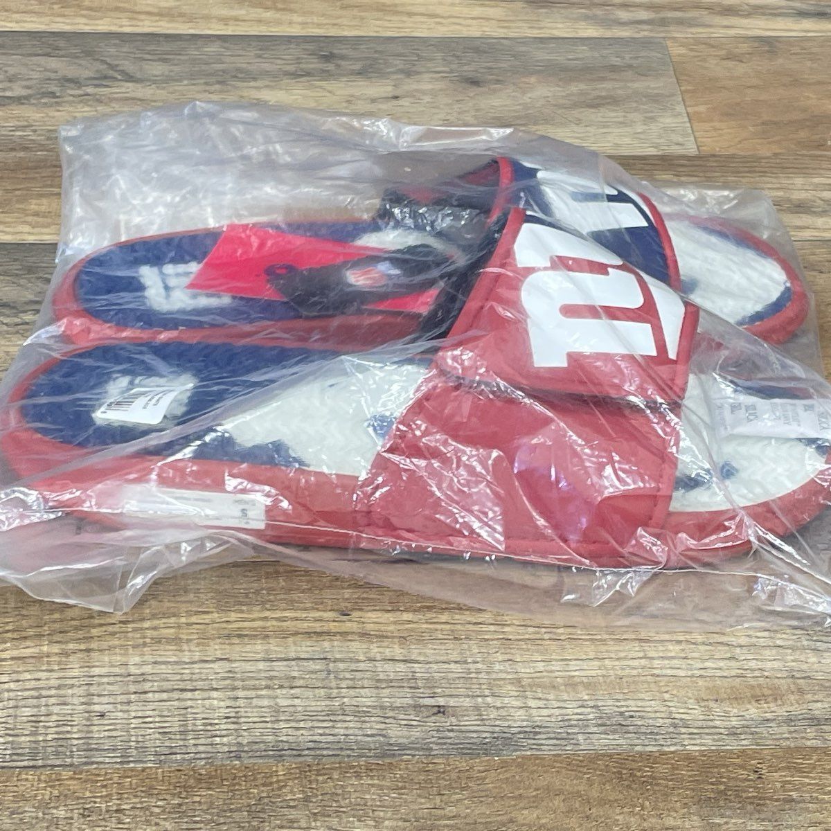 FOCO NFL New York Giants Logo Gel Slide Sandals Red Blue New Size 7/8
