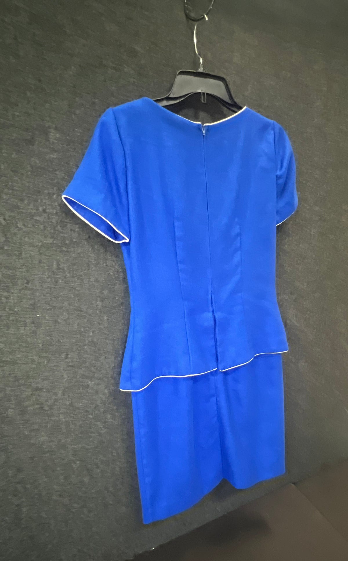 Misty Lane Women's Skirt Suit Vintage 90s Blue Short Sleeve White Piping Sz 4