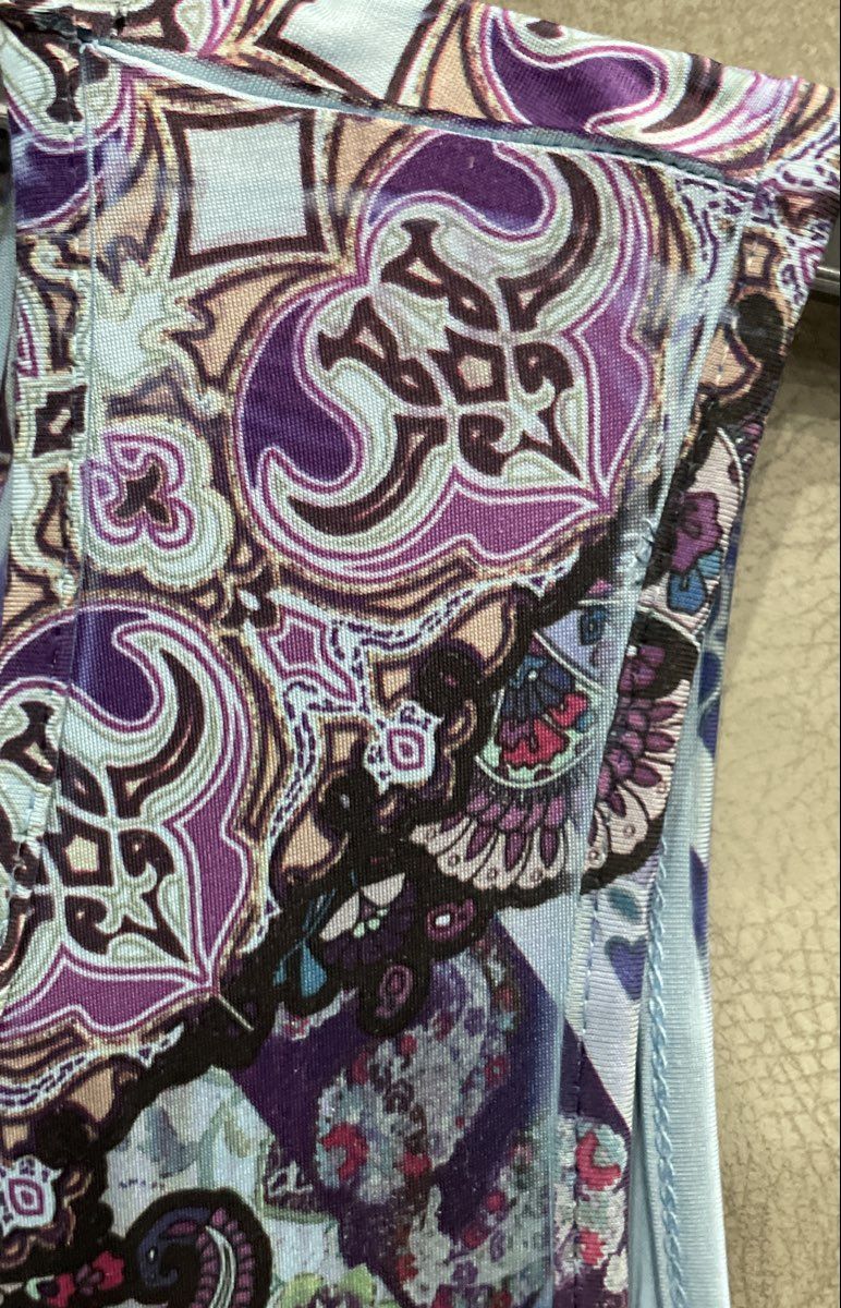 Apt 9 Women's Sleeveless Shirt Blouse Blue Purple Paisley Medallion Beaded Sz M
