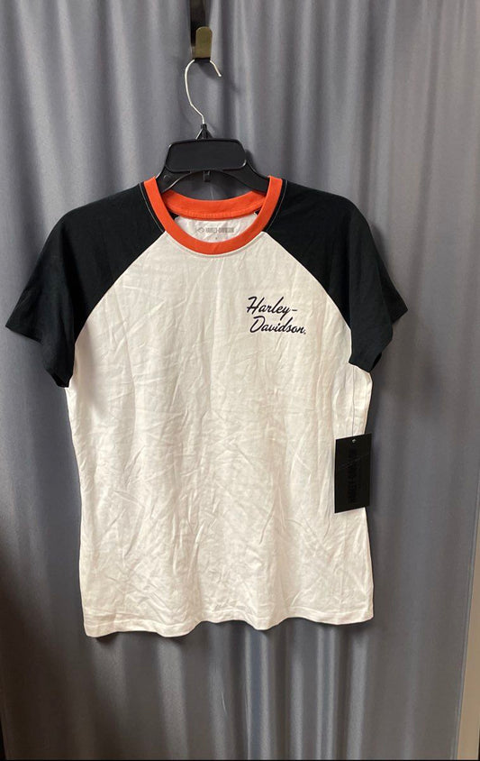 Harley-Davidson Off White Black Colorblock Raglan Graphic T-Shirt NWT Sz M