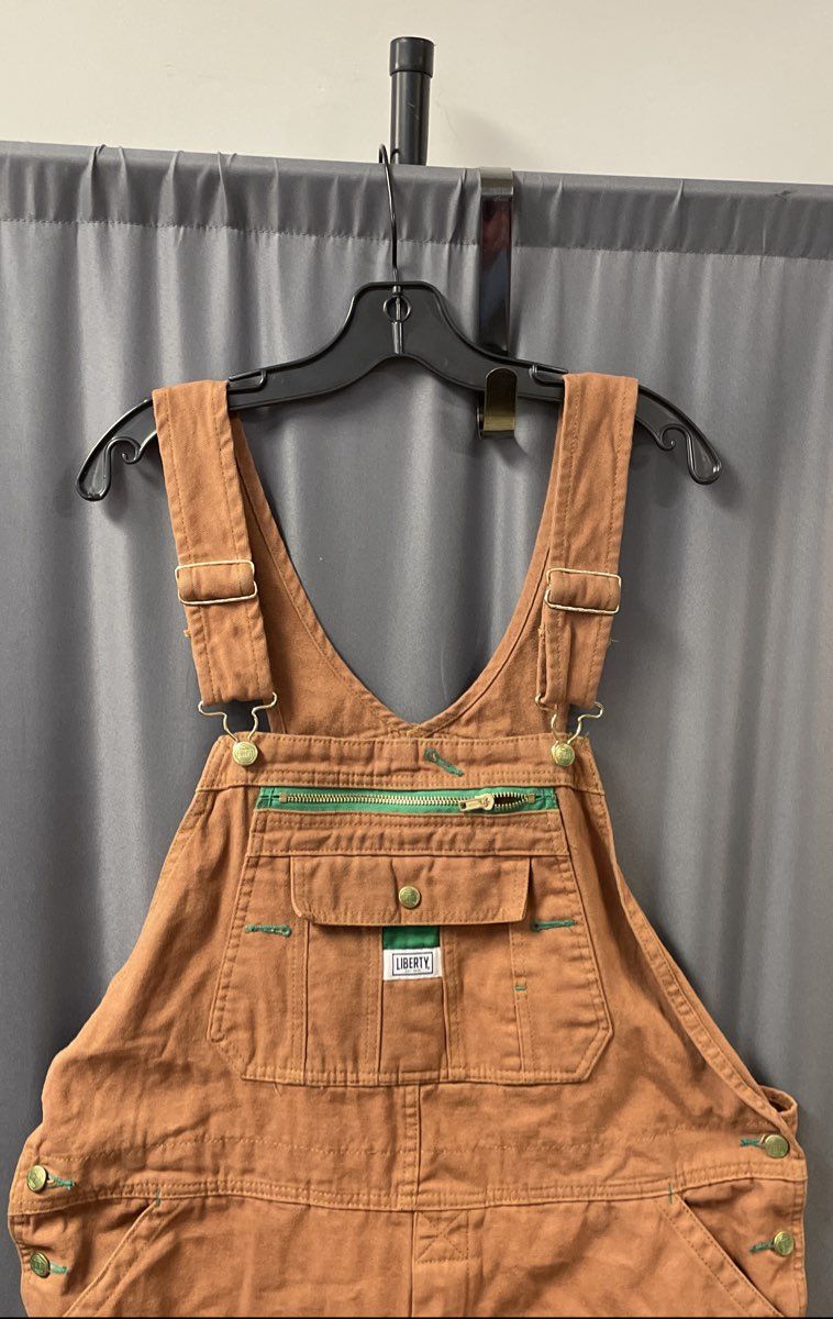Liberty Duck Cotton Bib Overalls Brown Workwear Carpenter Sz 42x32