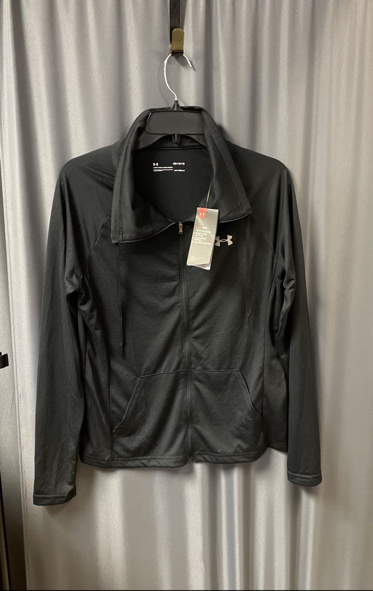 Under Armour Women's Black Full Zip HeatGear Mock Neck Work Out Jacket Sz M NWT