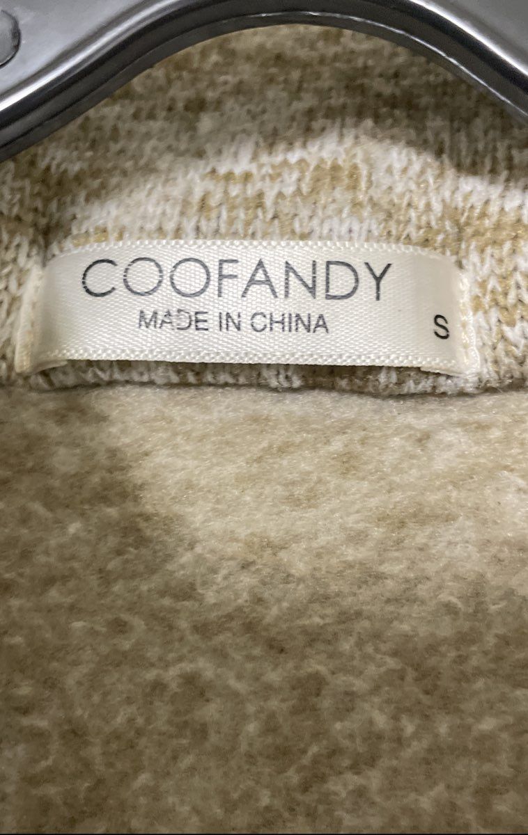 Coofandy Men's Tan White Marled Quarter Button Mock Neck Sweater Sz S