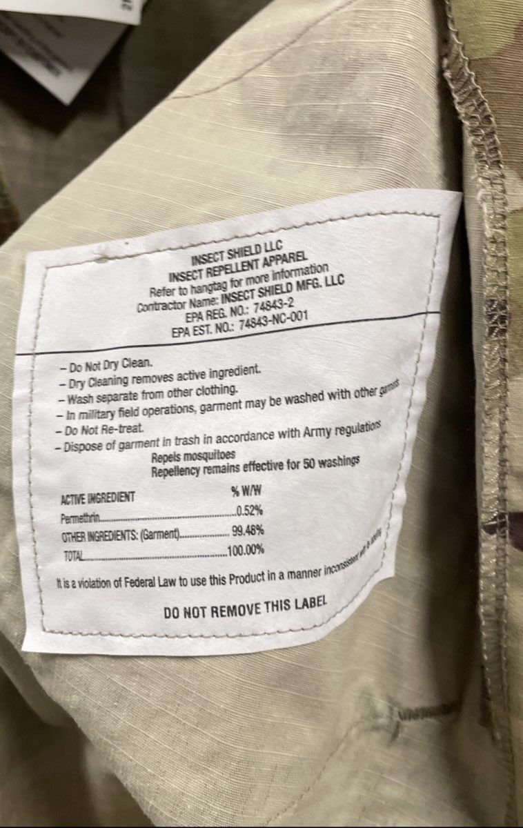 Insect Shield Men's ACU Combat Coat OCP Multicam Camo Permethrin NWT Sz M-L
