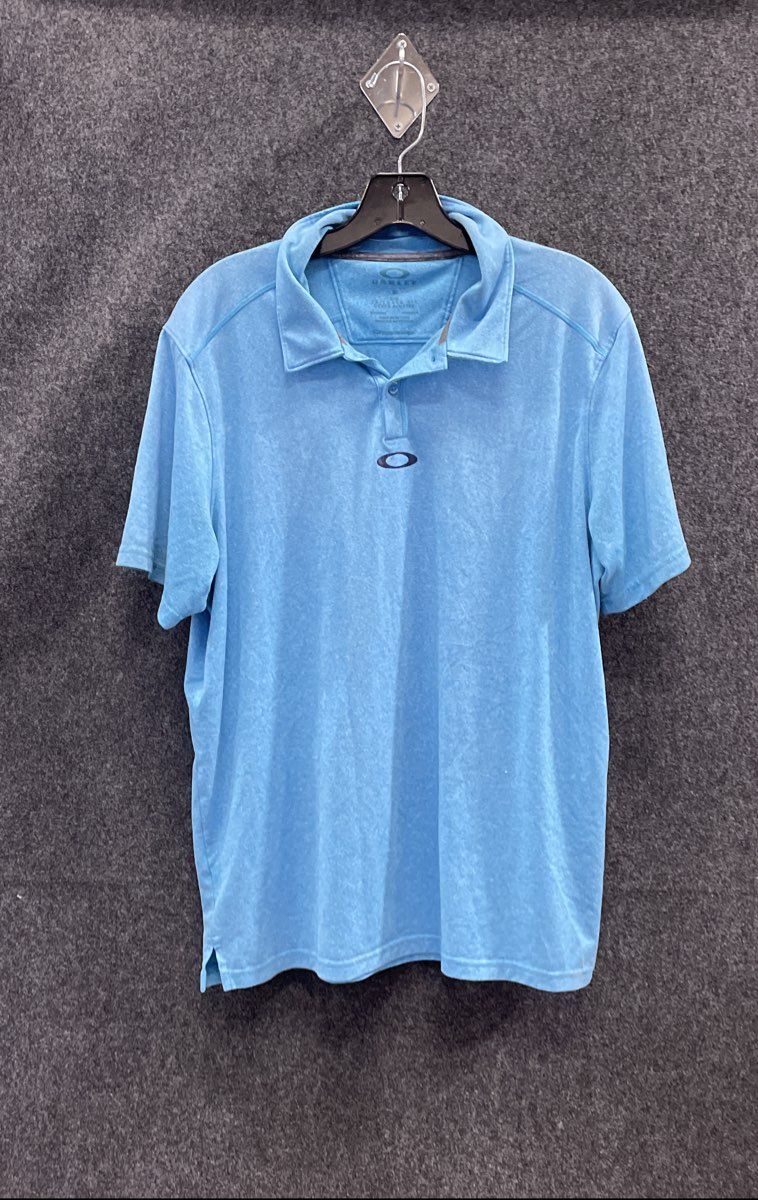 Oakley Men's Light Blue Heathered Tailored Fit Short Sleeve Polo Shirt Sz L