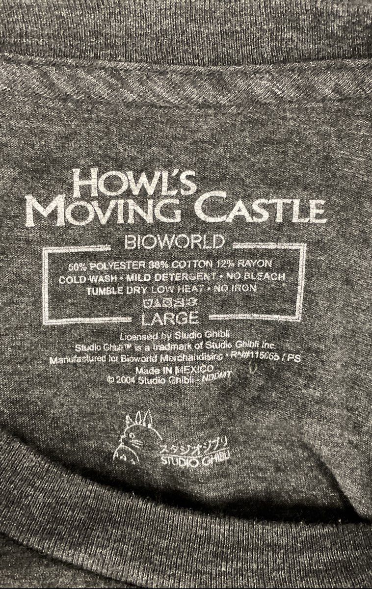 Bioworld Men's Howl's Moving Castle Calcifer Fire Demon Gray Anime Shirt Sz L