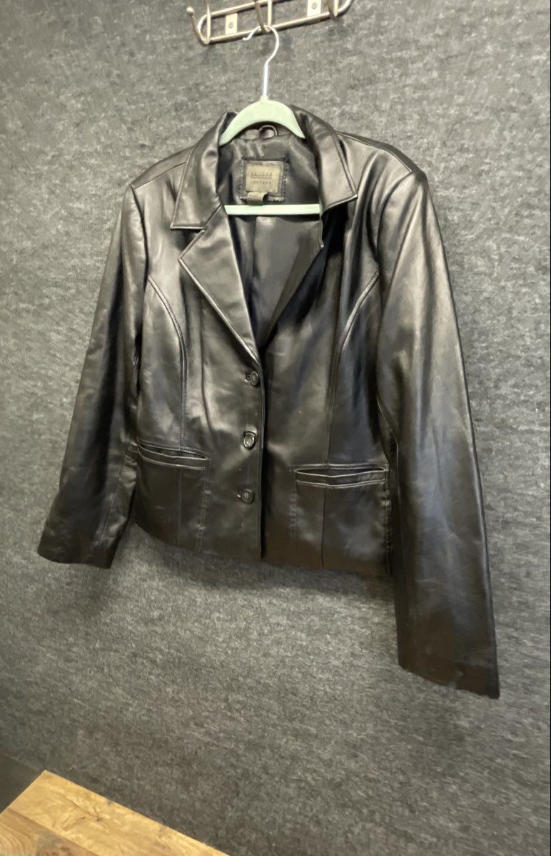 Vintage Y2K Uniform John Paul Richard Women Black Lambskin Leather Jacket Sz 16