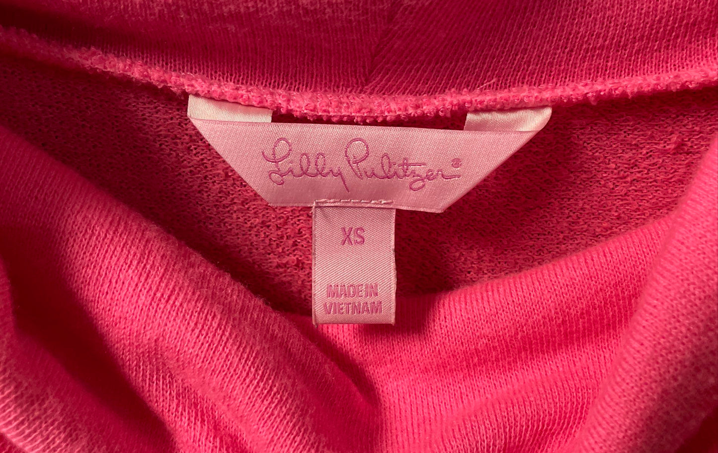 Lilly Pulitzer Women's Pink Cowl Neck Pullover Sweatshirt Pocket Sz XS