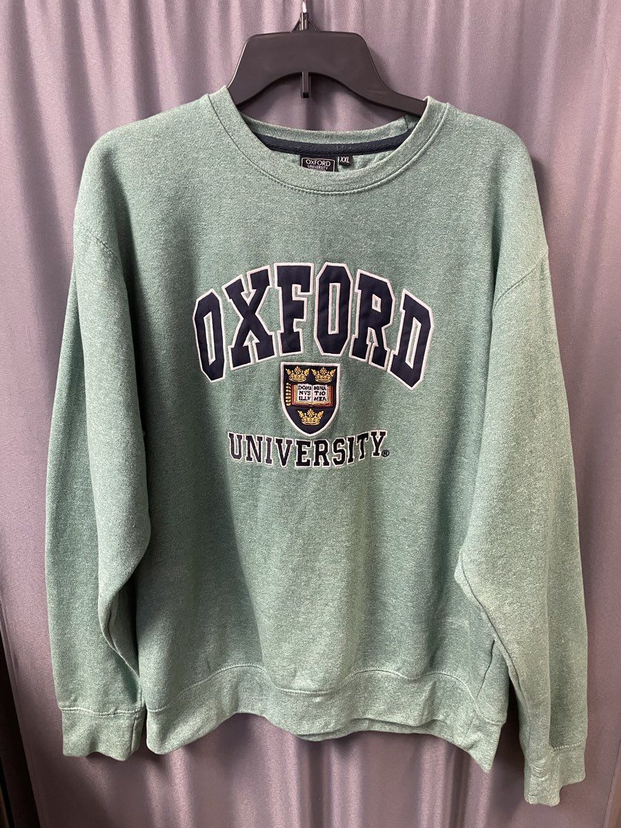 Oxford University Men's Green Crewneck Sweatshirt Applique Crest Size XXL