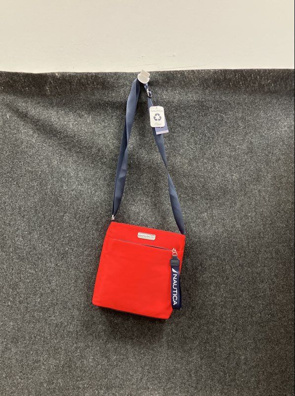 Nautica Red Navy Blue Nylon Crossbody Bag Travel Purse NWT