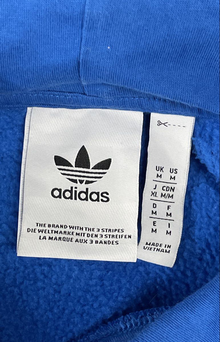 Adidas Originals Men's Blue Trefoil Logo Pullover Hoodie Fleece Lined Sz M