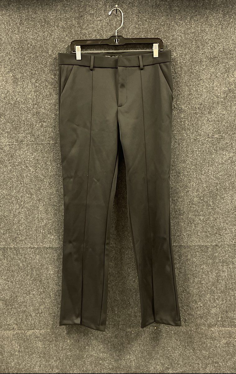 Zara Women's Black Pintuck Stitched Crease Stretch Trousers Dress Pants NWT XL