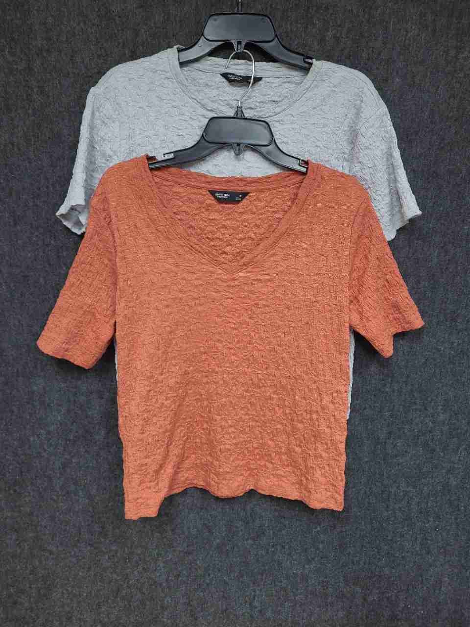 Simply Vera Vera Wang Women's Short Sleeve Textured Tops Lot Orange Gray Sz M L