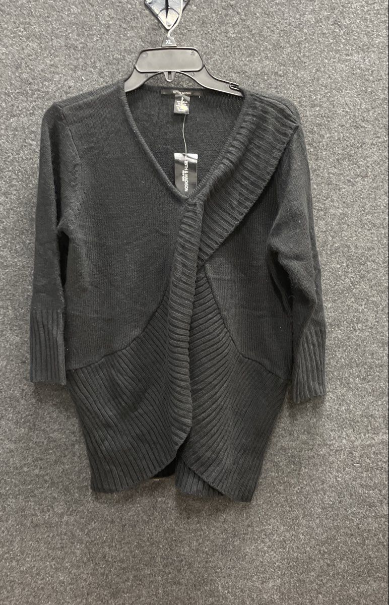 89th & Madison Women's Black Ribbed Open Front Cardigan Sweater NWT Size S