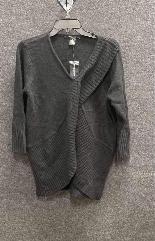 89th & Madison Women's Black Ribbed Open Front Cardigan Sweater NWT Size S