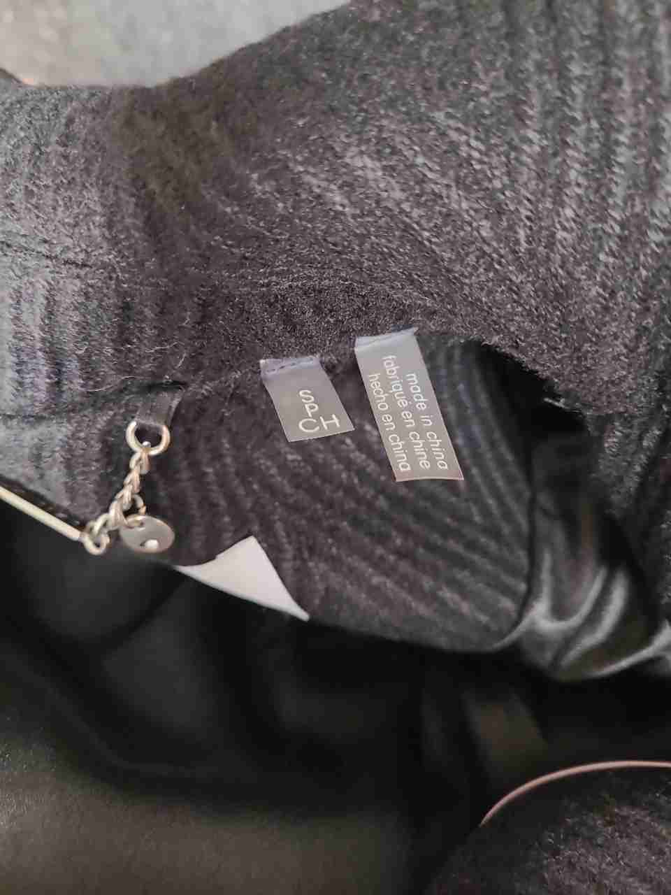 Calvin Klein Women's Herringbone Belted Wrap Coat Dark Gray Charcoal Size S