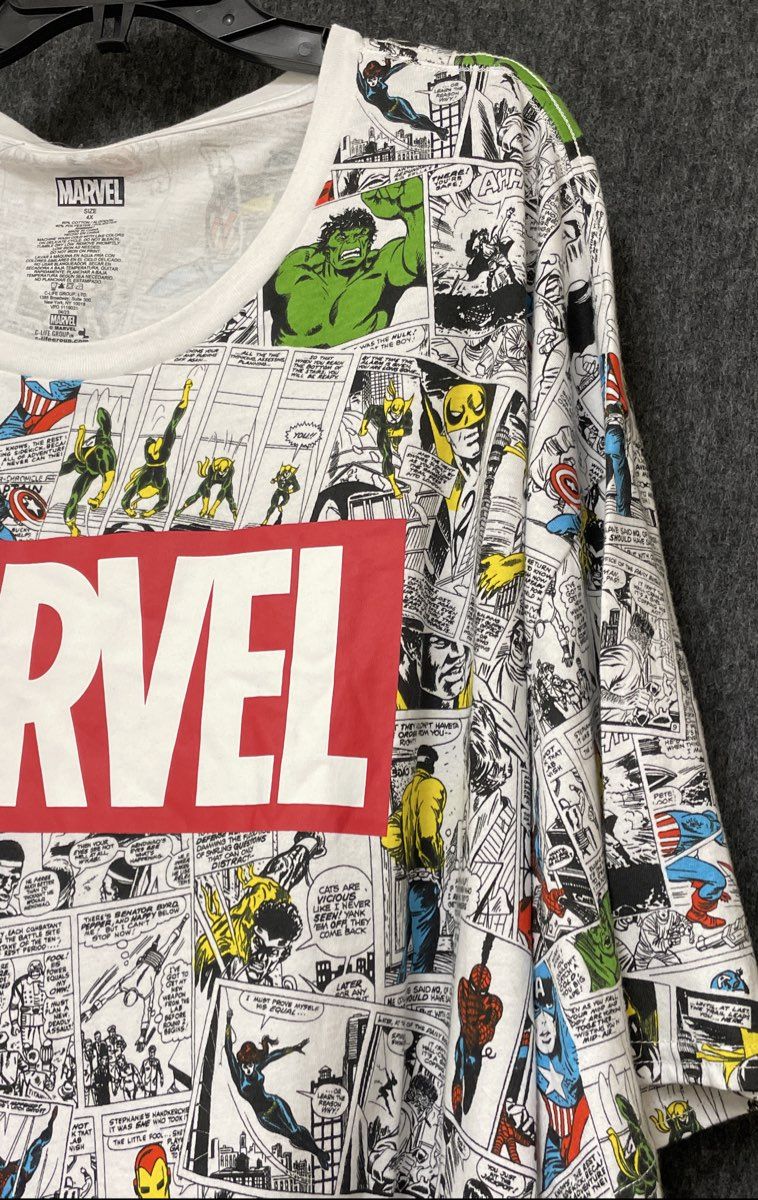 Marvel Men's All Over Print Comic Strip T-Shirt Multicolor Avengers NWT Sz 4X