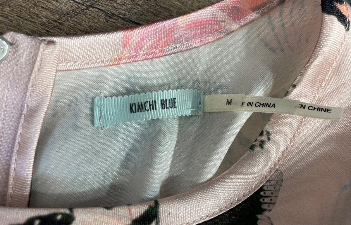 Kimchi Blue Women's Pink Satin Bug Print Butterfly Ladybug Shift Dress Sz M