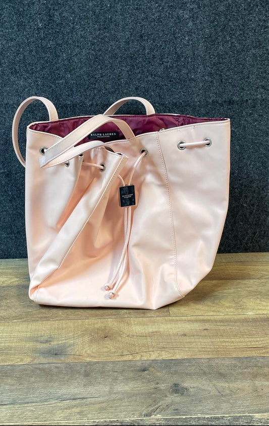 Ralph Lauren Romance Pink Faux Leather Drawstring Bucket Tote Bag