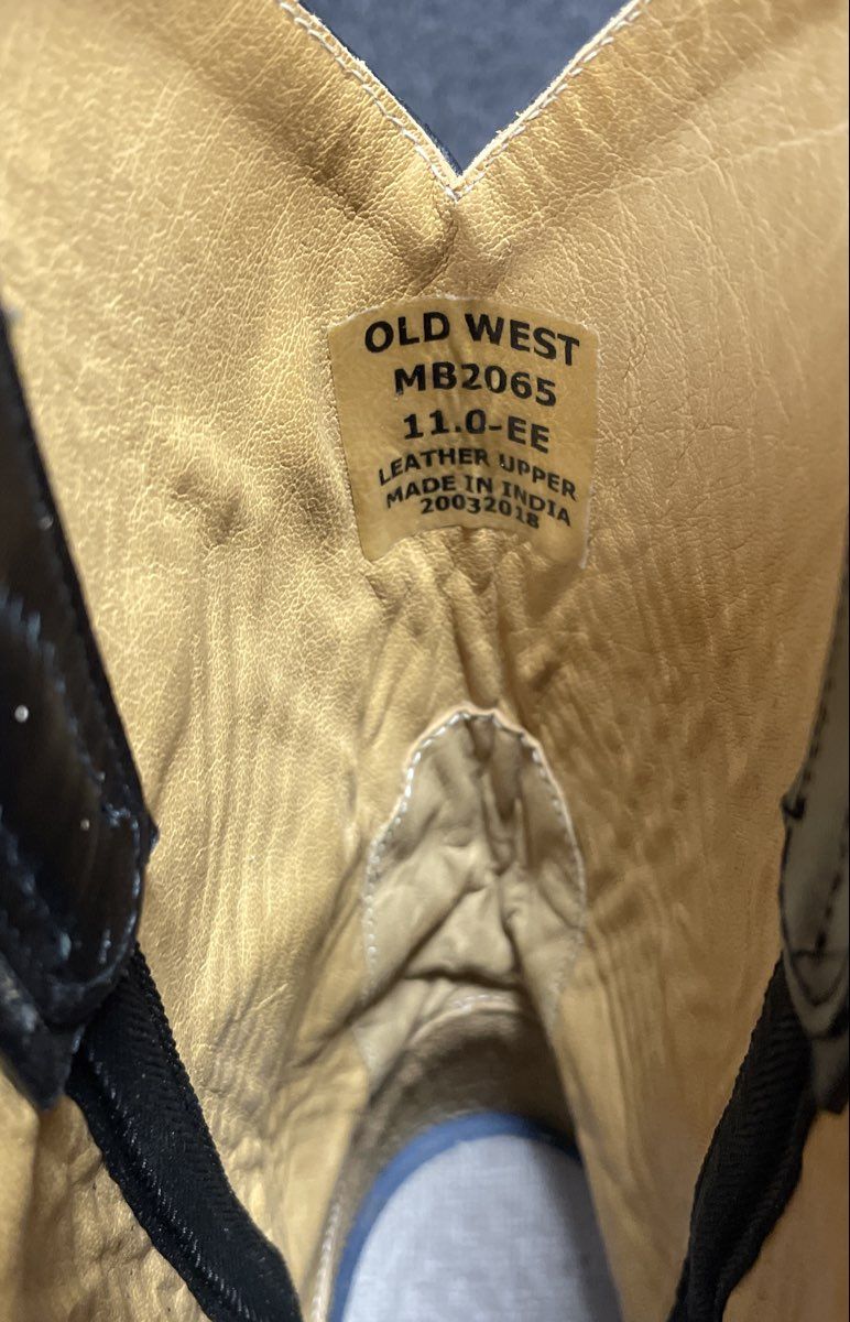 Old West MB2065 Black Leather Western Roper Boots Men's Size 11 EE