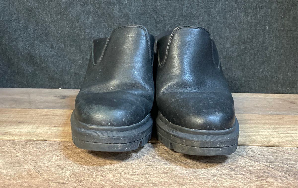Timberland Black Leather Chunky Block Heel Lug Sole Mules Women's Size 10W