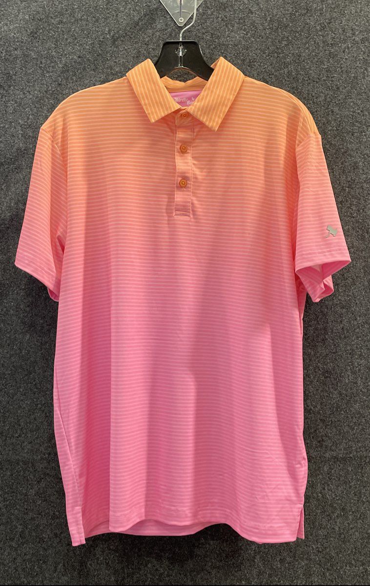 Birdie Bound Men's Golf Polos Lot of 2 Blue Alligator Pink Gradient Sz M