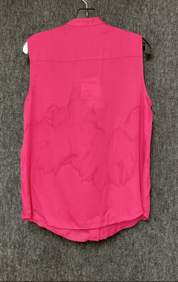 Anne Klein Women's Fuchsia Pink Sleeveless Blouse Button Front Stud Overlay Sz L
