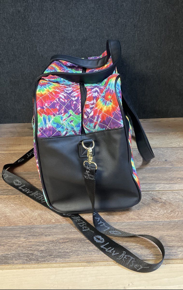 Luv Betsey by Betsey Johnson Rainbow Tie Dye Quilted Duffle Bag Weekend Travel