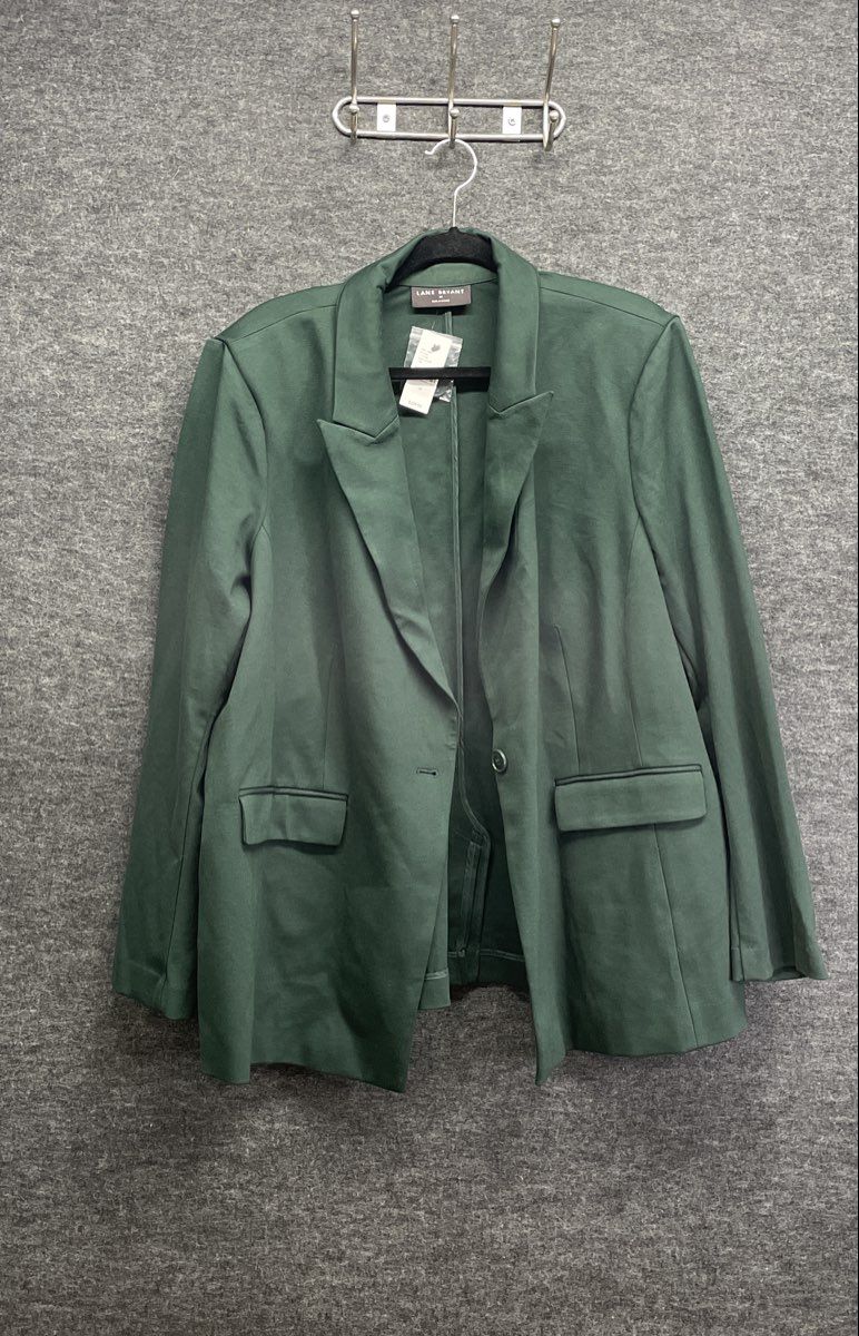 Lane Bryant Women's Dark Green One-Button Blazer Jacket Sz 24 NWT