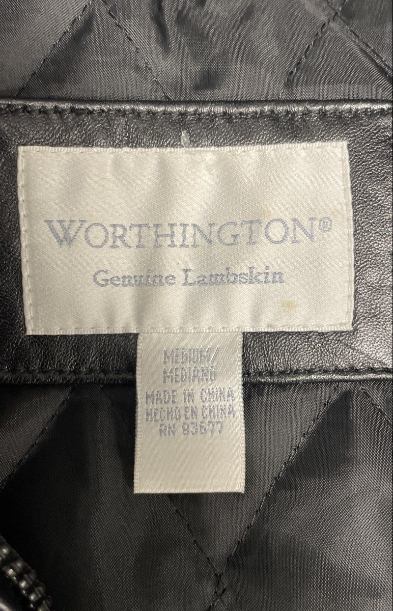 Vintage Y2K Worthington Women's Black Lambskin Leather Zip Jacket Sz M