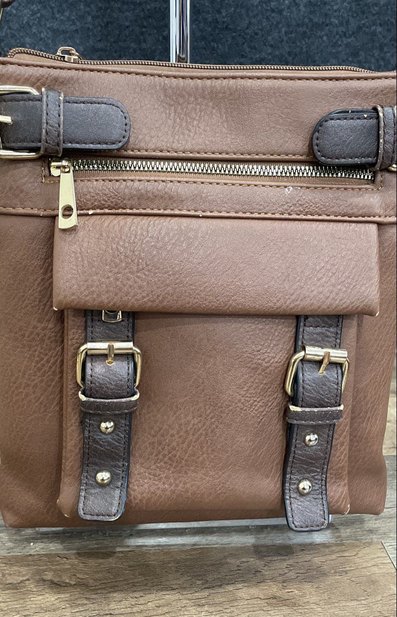 Jessie James Brown Leather Concealed Carry Crossbody Bag Gold Hardware Holster