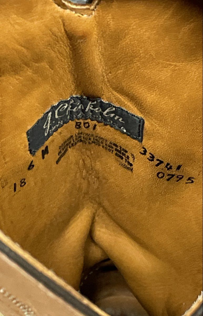 Vintage 90s J. Chisholm Tan Leather Western Cowboy Boots Women's Size 6 M