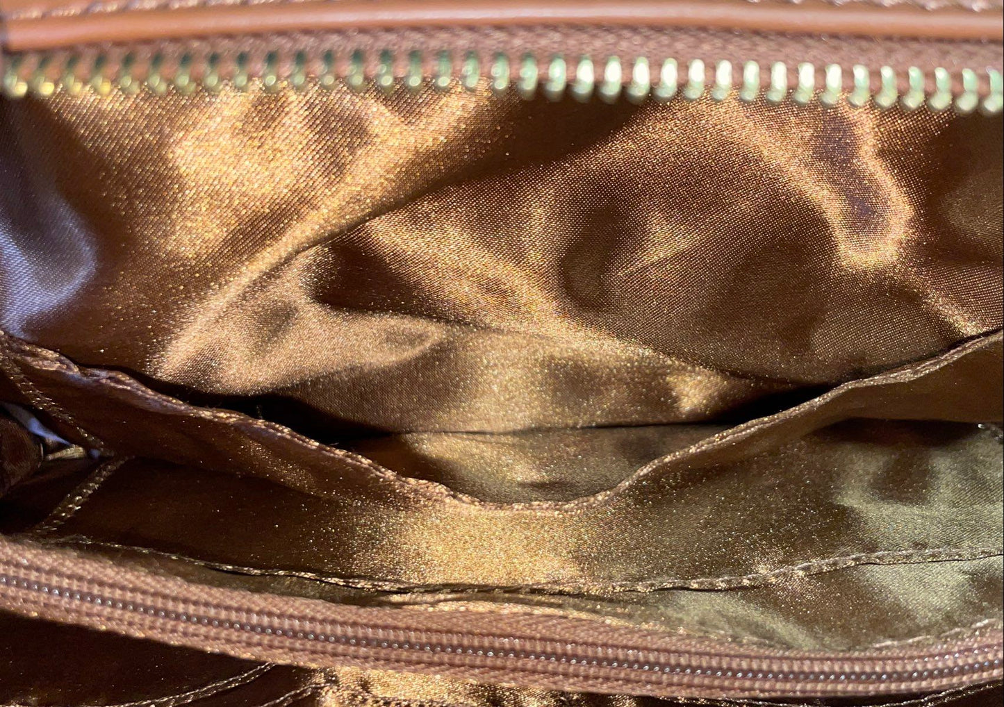 Joy & Iman Tan Double Zip Crossbody Bag Gold Hardware NWT