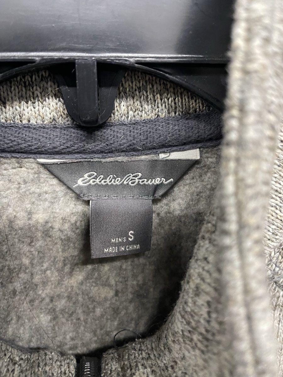 Eddie Bauer Men's Grey Marled Sweater Fleece Full Zip Mock Neck Jacket Sz S