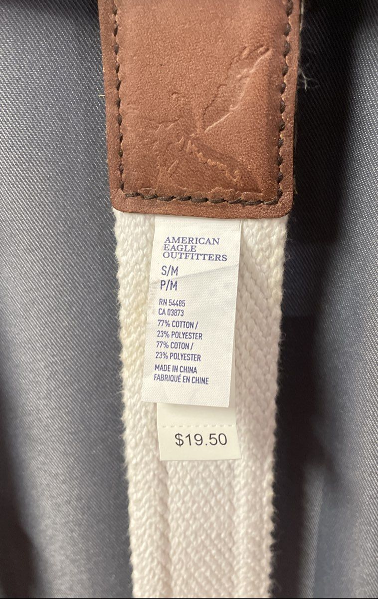 American Eagle Men's Belts Lot of 3 Leather Canvas Brown Tan Striped Sz S/M