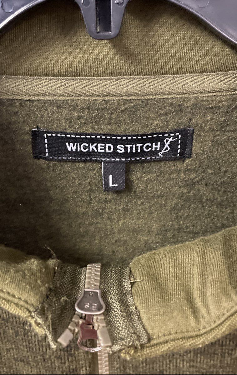 Wicked Stitch Men's Green Heathered 1/2 Zip Pullover Quilted Elbow Patches Sz L