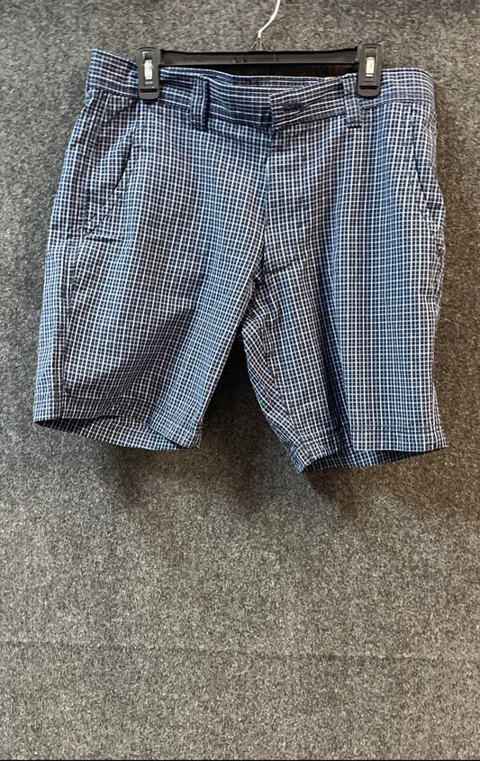 St. John's Bay Men's Estate Blue Check Flat Front Cotton Shorts Size 34 NWT