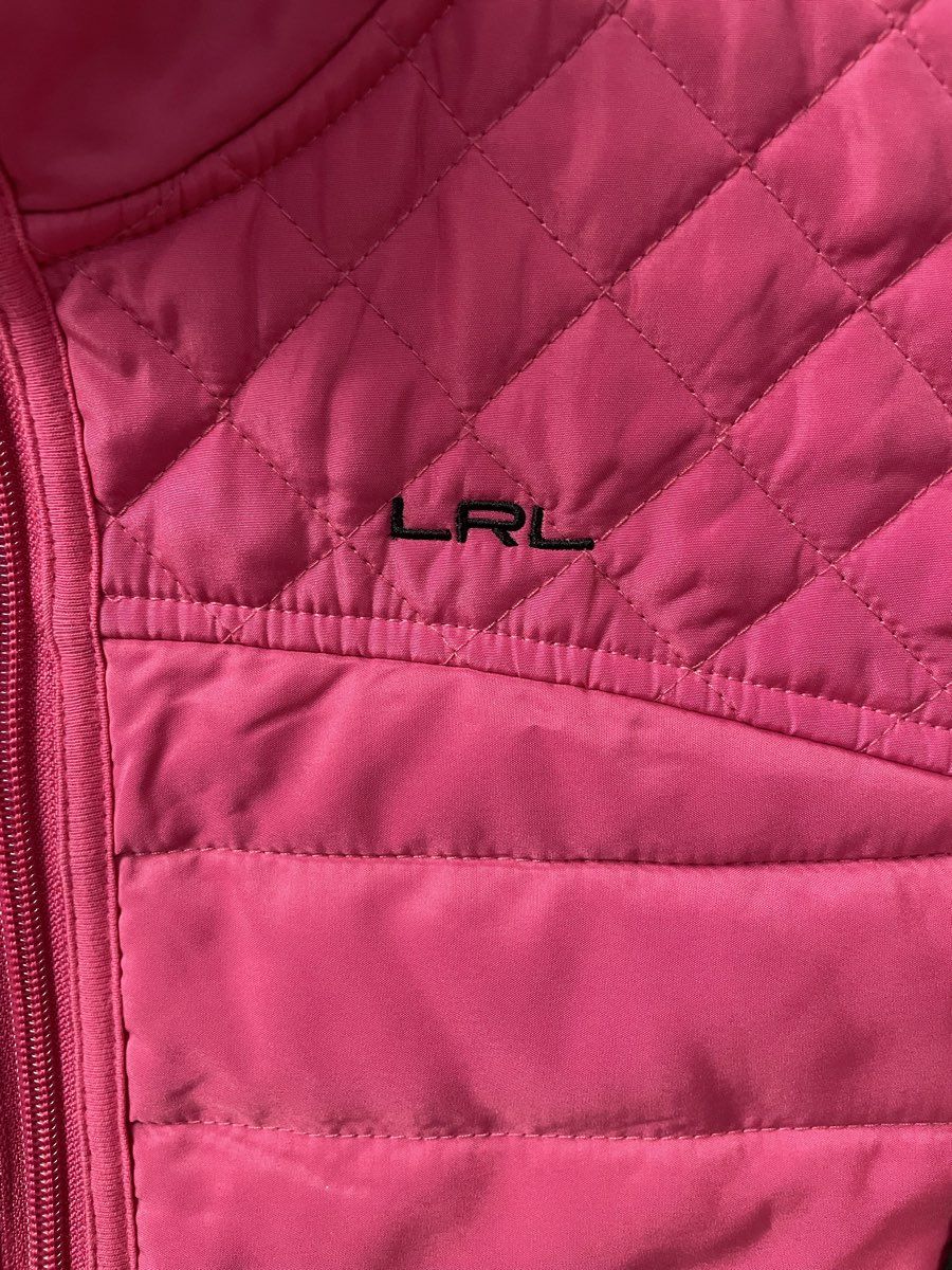 Lauren Ralph Lauren Active Women's Pink Black Quilted Mixed Media Puffer Vest L