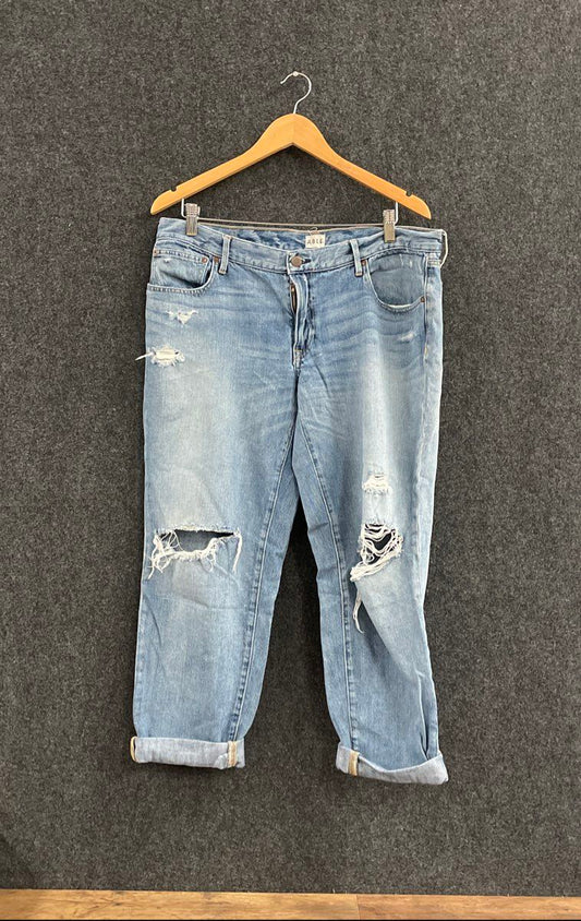 ABLE Women's Light Wash Distressed Ripped Destroyed Jeans Sz 32