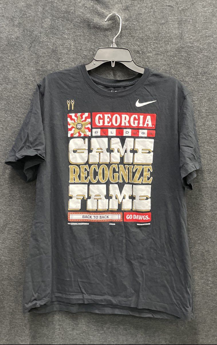 Nike Men's Georgia Bulldogs Game Recognize Fame T-Shirt Black XL
