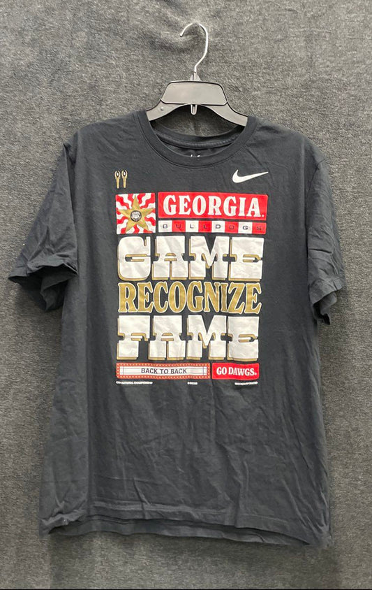 Nike Men's Georgia Bulldogs Game Recognize Fame T-Shirt Black XL