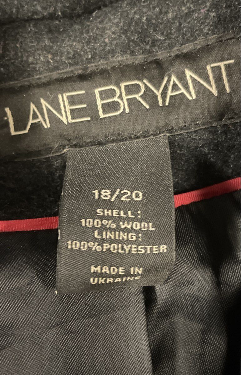 Lane Bryant Women's Charcoal Wool Double Breasted Peacoat Jacket Sz 18/20