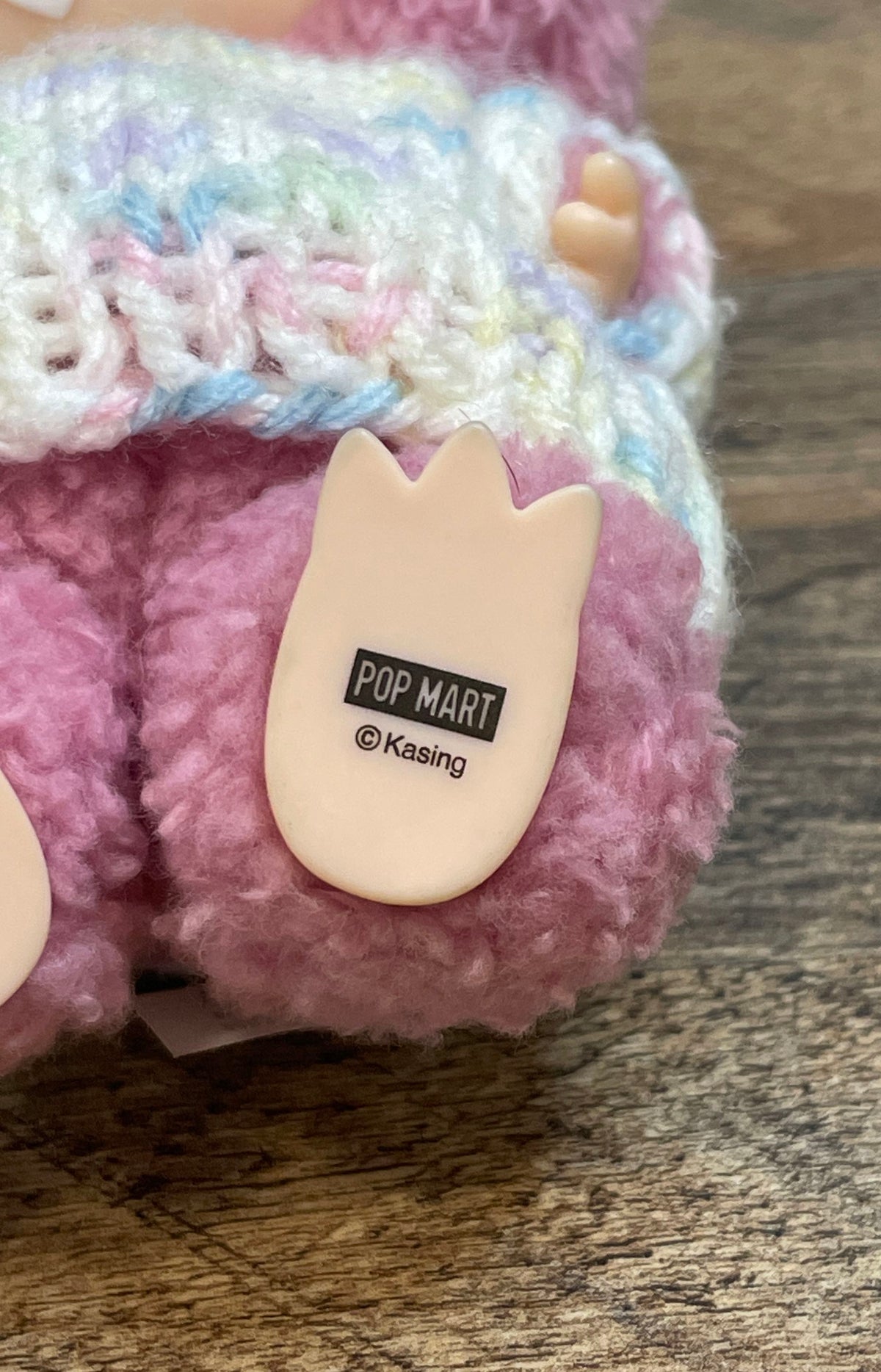 Labubu Pop Mart The Monsters Pink Plush Figure Keychain with Sweater Vinyl Face