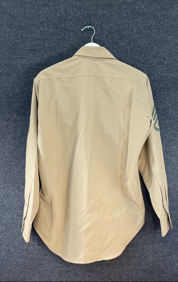 Vintage Creighton USMC Khaki Service Shirt Staff Sergeant Rank Sz 16.5 x 33 USA