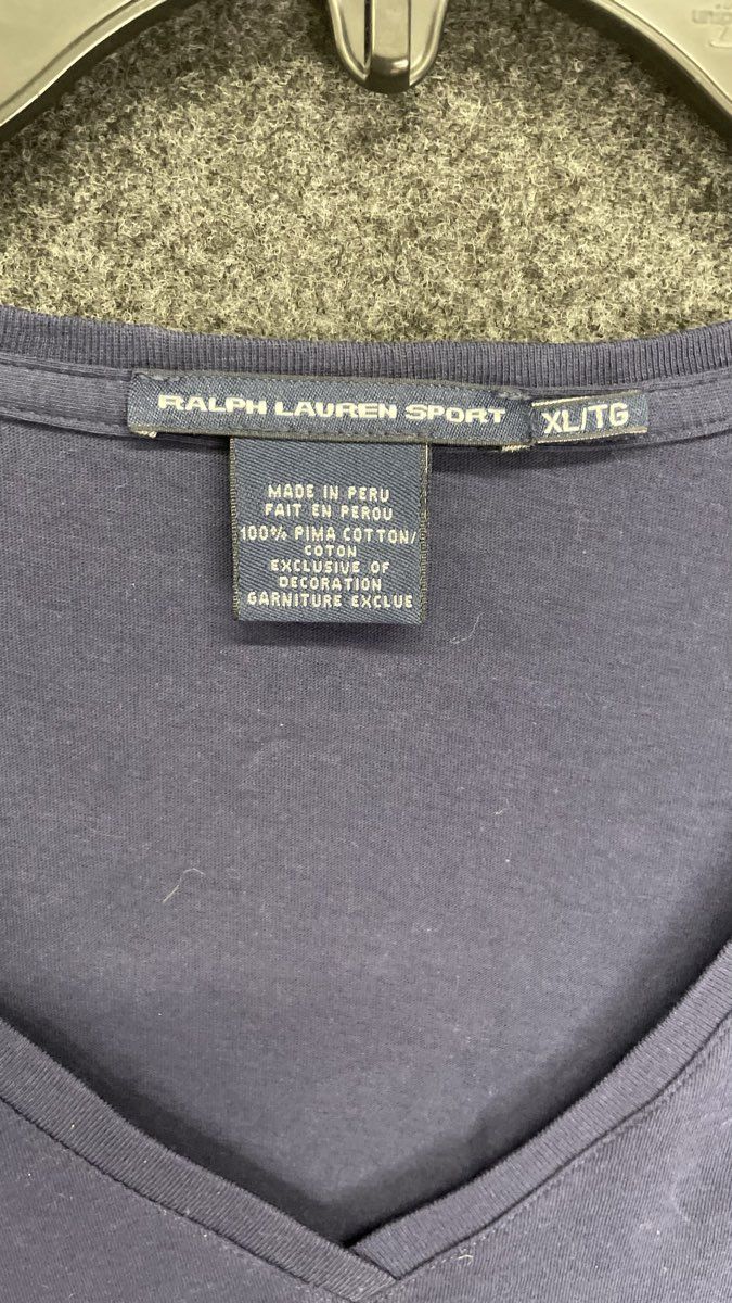 Ralph Lauren Sport Women's Navy Blue V-Neck Long Sleeve Pima Cotton Shirt Sz XL