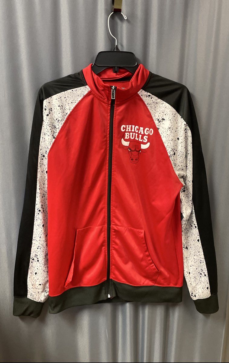 Vintage Y2K UNK NBA Men's Chicago Bulls Warm-Up Track Jacket Red Speckle Sz L